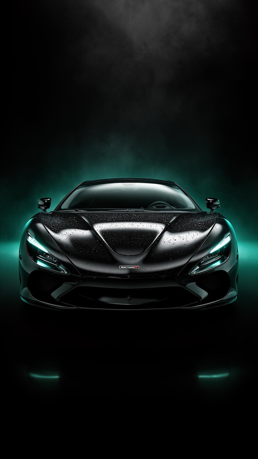 Cinematic shot of a freshly detailed black sports car